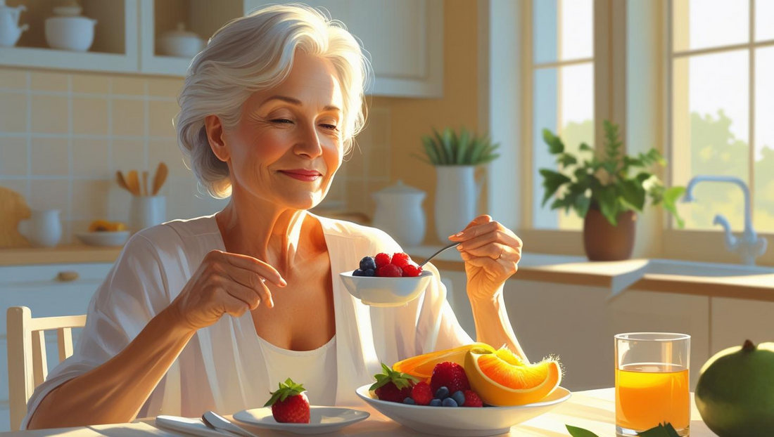 Calm morning and evening collagen ritual for women over 50, supporting skin glow, joint health, and inner wellbeing with two daily capsules